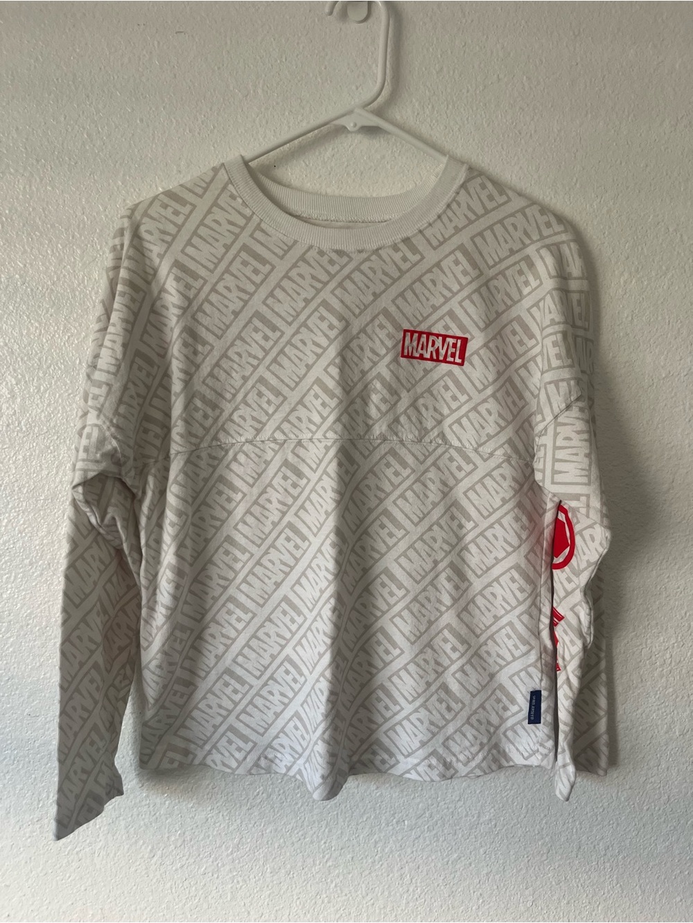Disney Spirit Jersey Marvel Red White Long Sleeve Shirt Kids XL/14